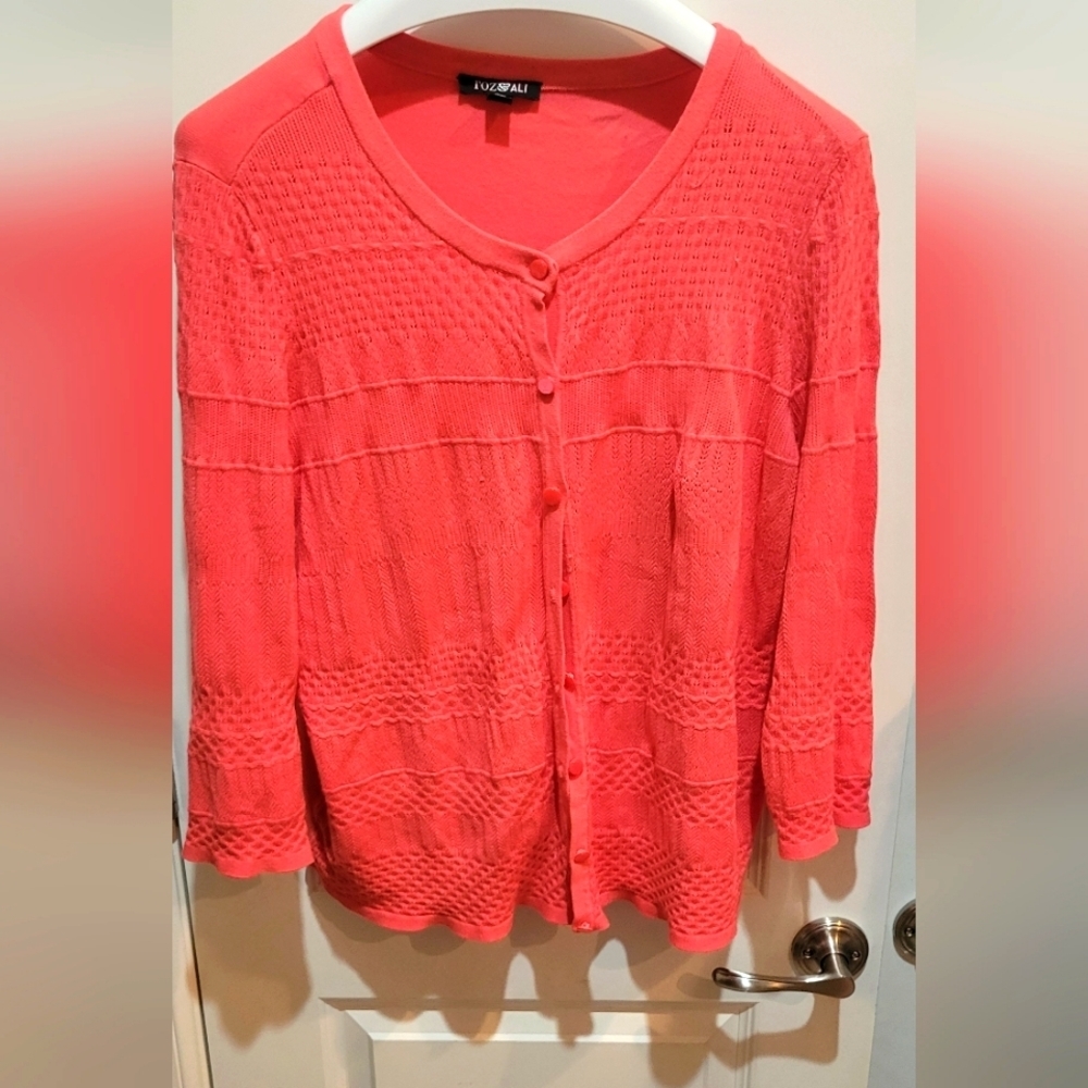 Roz & Ali‎ coral cardigan women's size 1x
